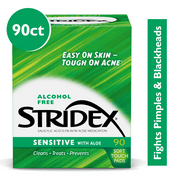 Stridex Medicated Acne Pads for Sensitive Skin, Alcohol-Free, 90 Count