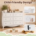 thumbnail image 5 of ANPOO Sleigh Style Baby Diaper Changing Table, 6 Drawer Storage Organizer, Baby Dresser with Changing Table Top, Convertible Nursery Dresser Chest of Drawers, Wood Dresser for Kids Bedroom, White, 5 of 10
