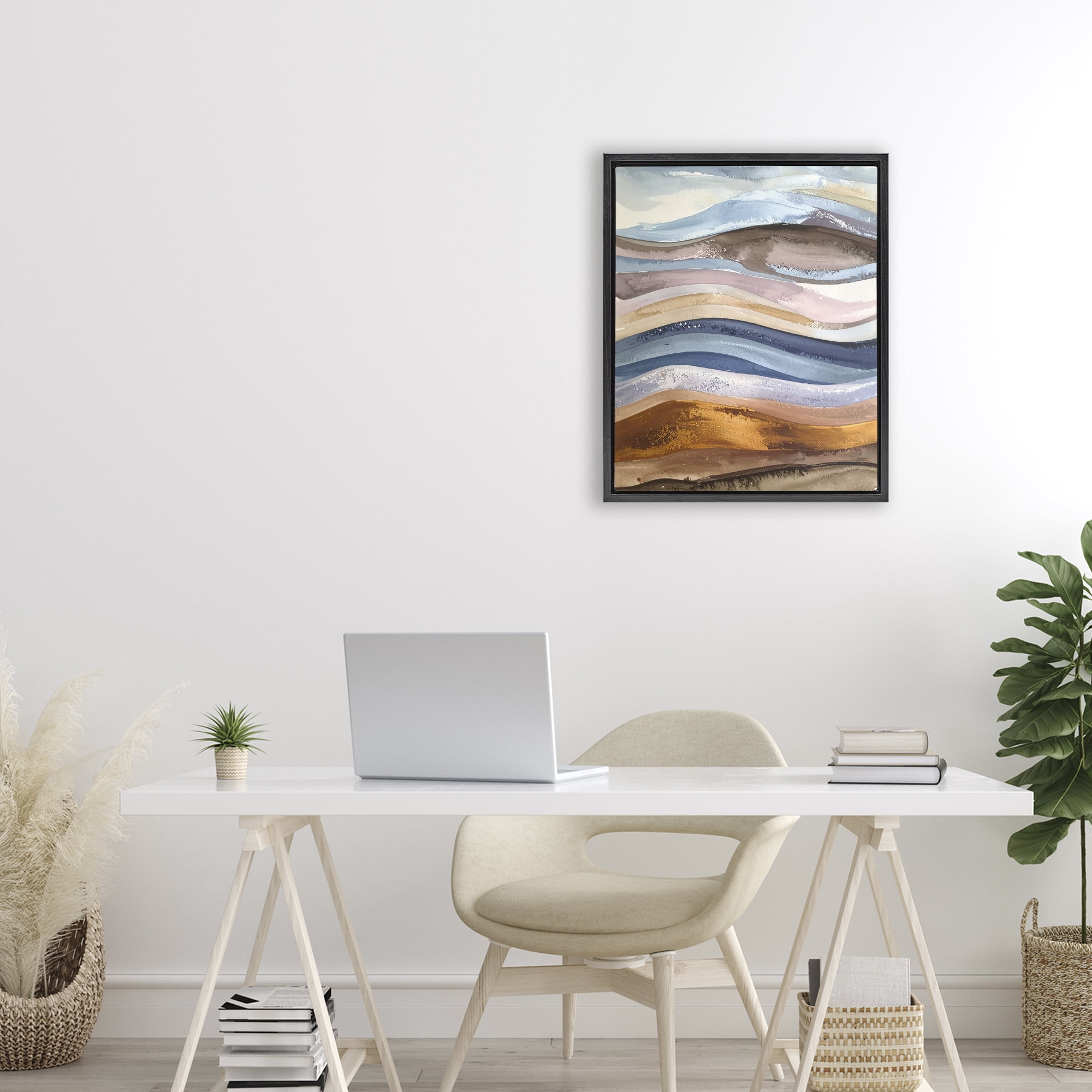 Stupell Industries Ocean Flow Layers Black Framed Floater Canvas Wall Art, design by Alonza Saunders