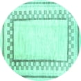 thumbnail image 1 of Ahgly Company Machine Washable Indoor Round Solid Turquoise Blue Modern Area Rugs, 7' Round, 1 of 4