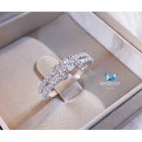 0.23 Cts Cubic Zirconia / Sterling Silver 925 Ring / Rhodium plated Nickel-Free / MadDuckJewels RG1446 / Thailand Jewelry