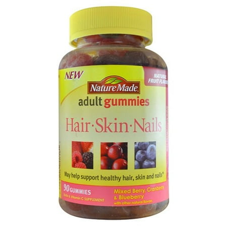 Nature Made Hair, Skin, Nails Adult Gummies, Mixed Berry, Cranberry & Blueberry, 90