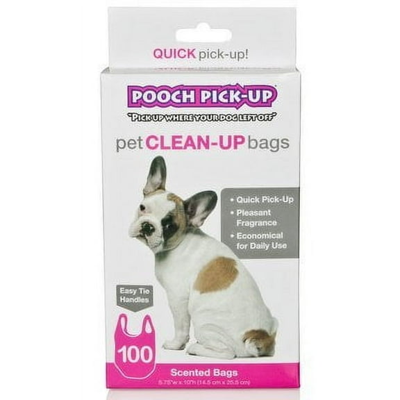 Pooch Pick-Up Pet Clean-Up Bags Pink 100-Count Scented Bags