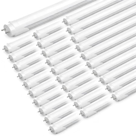 JESLED T8 4ft LED Light Bulbs 22W 2400 Lumens Fluorescent Tube,6000K Cool White, Frosted, Ballast Bypass,25-Pack
