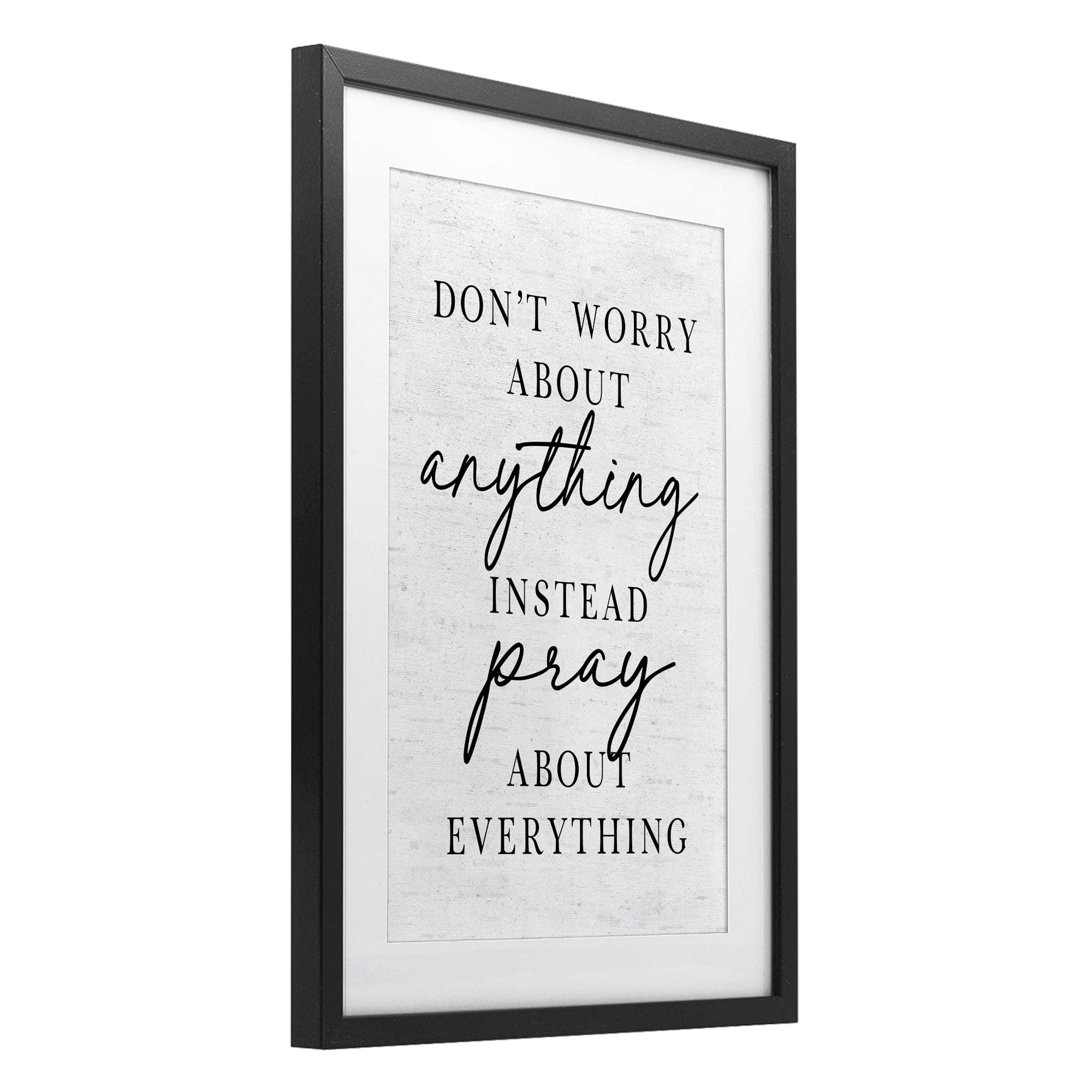 Pray Instead Of Worry Black Framed Print Under Glass, design by Lettered and Lined