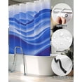 thumbnail image 5 of Split Shower Curtain for Transfer Bench, Blue Striped Fabric Shower Curtains for Bathroom, Modern Abstract Art Wave Moire Gradient Tub Sliding Transfer Bench Waterproof Bath Curtains 72"x96", 5 of 9