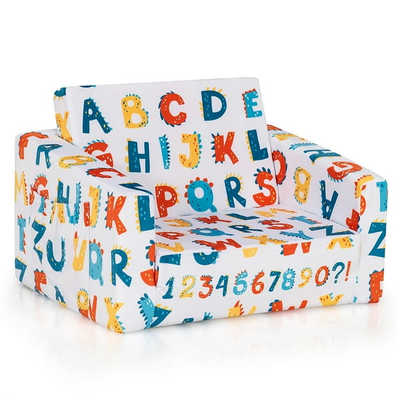 Gymax 2 in 1 Kids Convertible Sofa Children Flip-out Chair Lounger Couch Sleeper