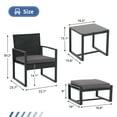 thumbnail image 4 of Orange-Casual 5-Piece Outdoor Furniture Set, Patio Steel Wicker Conversation Set, with Ottomans & Soft Washable Cushions, Grey, 4 of 10