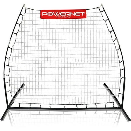 PowerNet Rebounder Training Net for Soccer, Baseball, Softball & Lacrosse, Angled Multi-Sport Rebound Pitch Back Net, Portable Dual-Side Soccer Net, Bounce Back Training Net