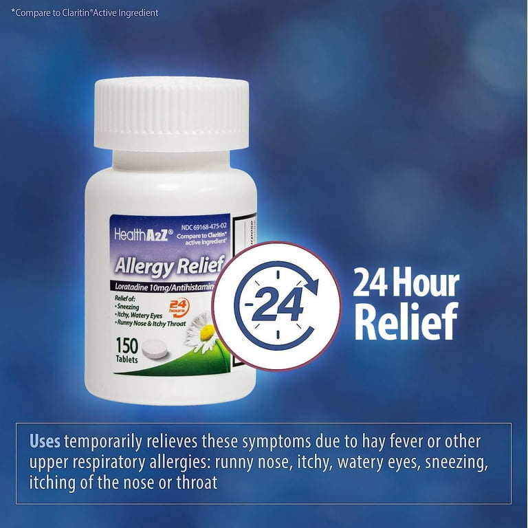 HealthA2Z® Allergy Relief | 150 Count | Loratadine 10mg | 24HR Non