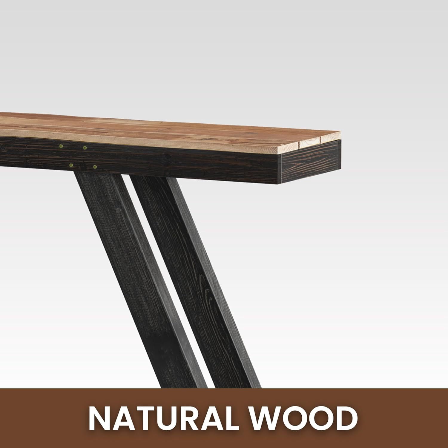 Easy4Home 60" A-Frame Rustic Wood Console Table Hand-Made, Black