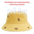 thumbnail image 4 of 54-58cm hat circumference summer hat female embroidered bear fisherman hat sunshade basin hat outdoor sunscreen hat - yellow, 4 of 5