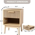 thumbnail image 3 of Boho Nightstand,Small Side Table Night Stand with Drawer Open Shelf,Bedside End Table with Wood Strip Decorated Drawer for Bedroom,Living Room,Dorm and Small Spaces (Natural), 3 of 6