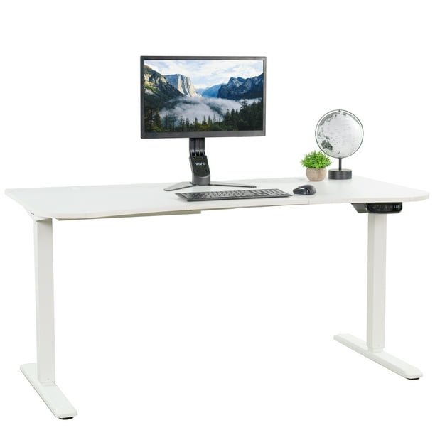 Vivo White Electric Height Adjustable Stand Up Desk Frame Workstation With 3 Section Table Top Combo Desk Kit 2e1w Walmart Com Walmart Com
