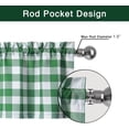 thumbnail image 3 of GlowSol 28"W x 30"L Kitchen Curtain Plaid Blackout Window Curtain Drapes for Living Room Bedroom, Green, 2 Panels, 3 of 6