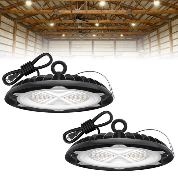 UFO LED Lumière Haute Baie : 200W LED Lumières Haute Baie pour Magasin - 26000 LM Lumière LED Haute Baie 2 Packs pour Électricien et Liste
