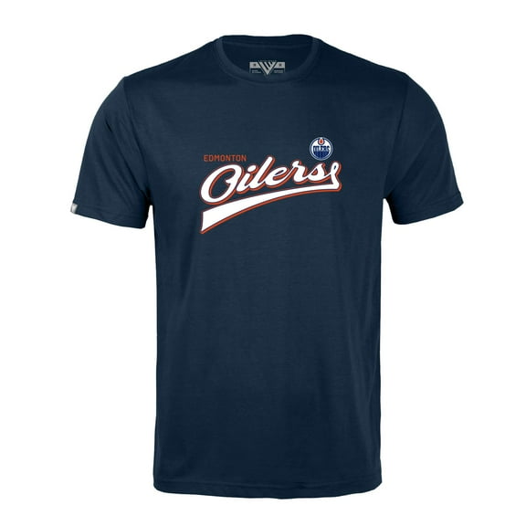 Men's Levelwear Navy Edmonton Oilers Richmond Retro Script T-Shirt