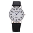thumbnail image 2 of Men Watches Simple Business Analog Alloy Vintage Quartz Watch Arabic Number Strap Minimal Round Dial Classic Black Leather Strap, 2 of 3