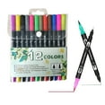 thumbnail image 1 of 12 Couleurs Ensemble de Marqueurs à Double Pointe pour Pinceau et Pointe Fine, 1 of 8