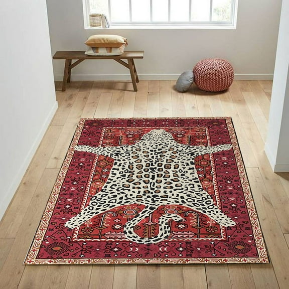Leopard Hand-Tufted Carpet Tiger/Animal Pattern Wool Area Rug – Luxurious, Durable & Soft – Perfect for Living Room, Bedroom, or Nursery Décor.