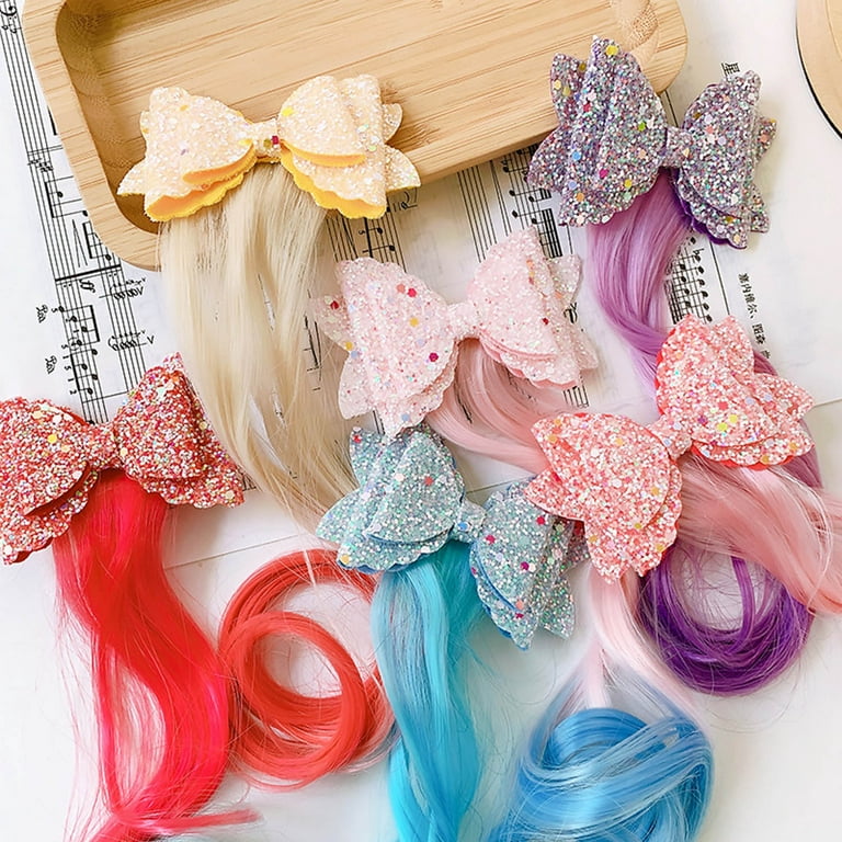 Girls Rainbow Ribbon Hair Bows, Hair Ribbons Girls Curly