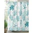 thumbnail image 2 of Turquoise Coastal Long Shower Curtain Set, Waterproof Shower Curtains for Bathroom, Sea Turtle Nautical Coral Summer Beach Washable Fabric Cloth Bath Curtain for Bathtub with Hooks 72x84 Inches, 2 of 6