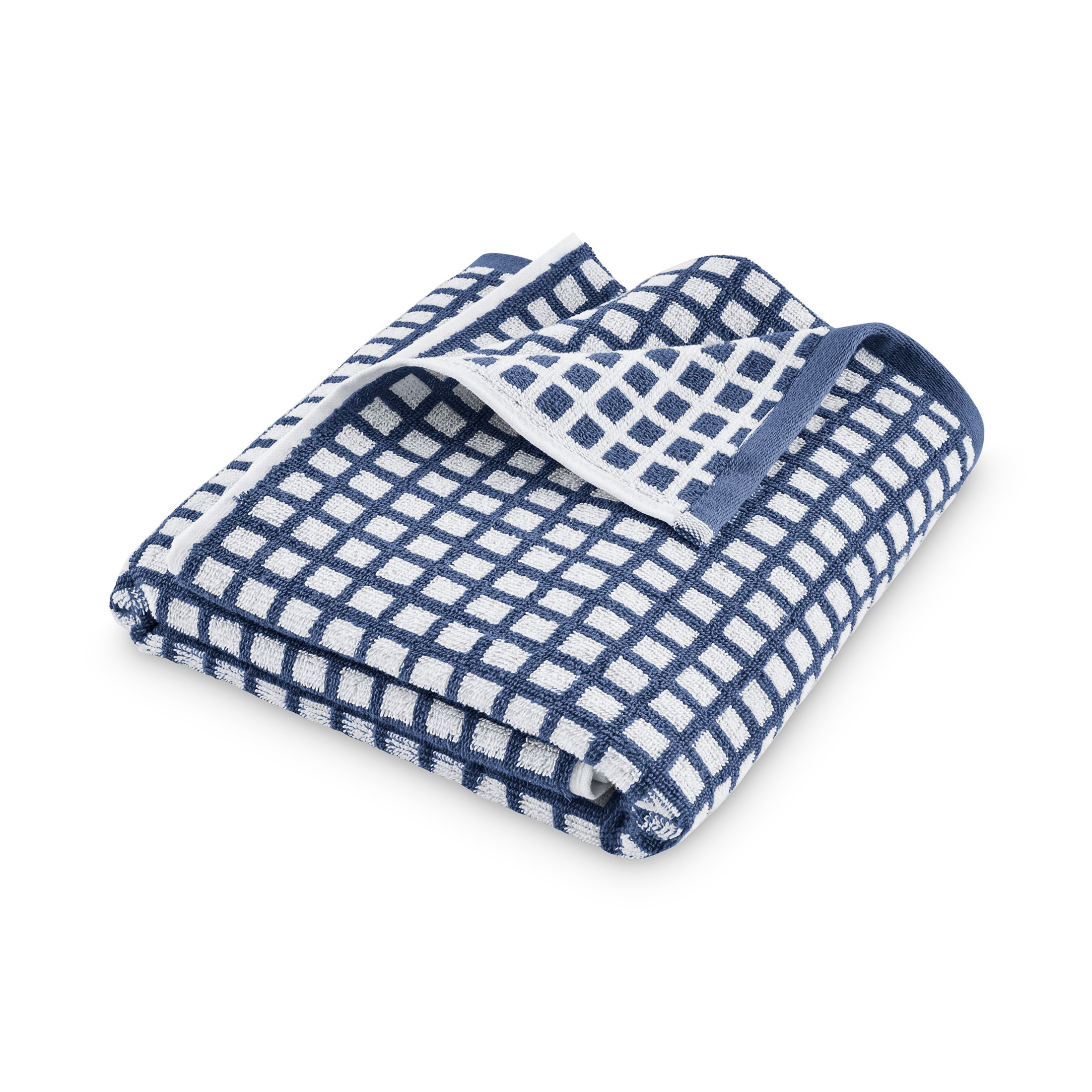 Mainstays Performance Super Soft Quick Dry Bath Towel Set, 4-Piece, Checkered Blue