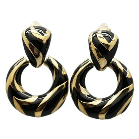 earrings gold clip hoop striped