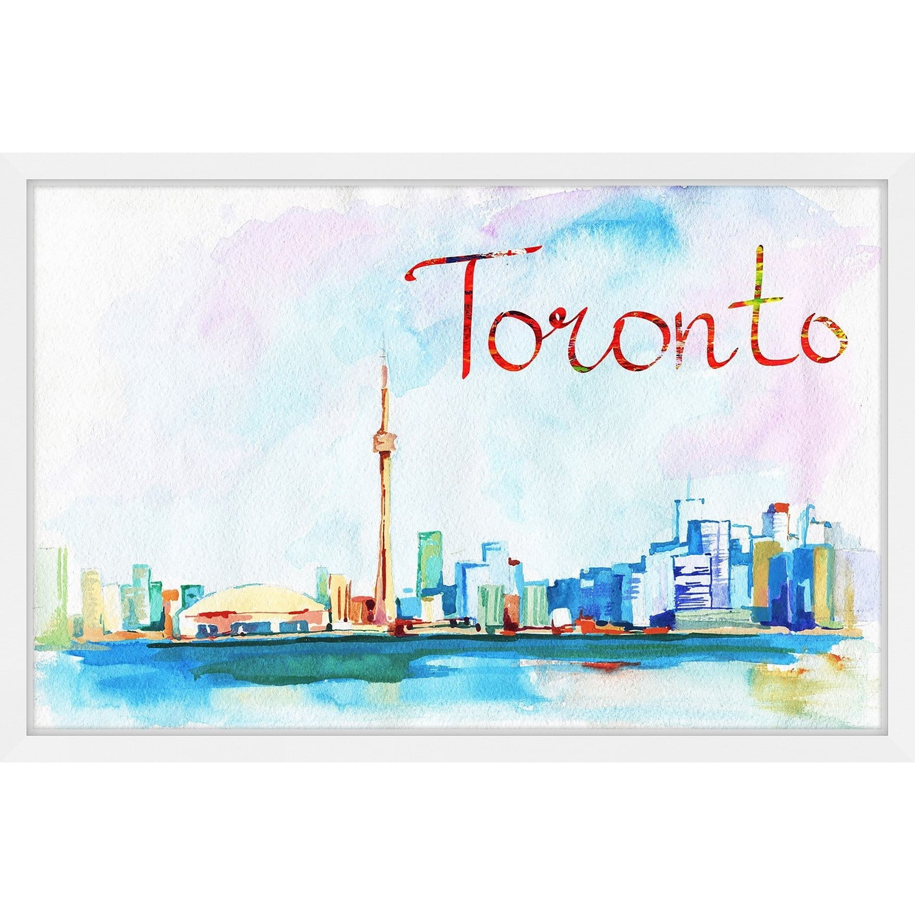 "Toronto Skyline - Watercolor" Framed Painting Print