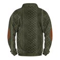 thumbnail image 4 of Men's Fake Sweater Stripe Print Stand Collar Sweatshirt with 3 Buttons, Outdoor Casual Button Front Pullover,Army Green,L, 4 of 4