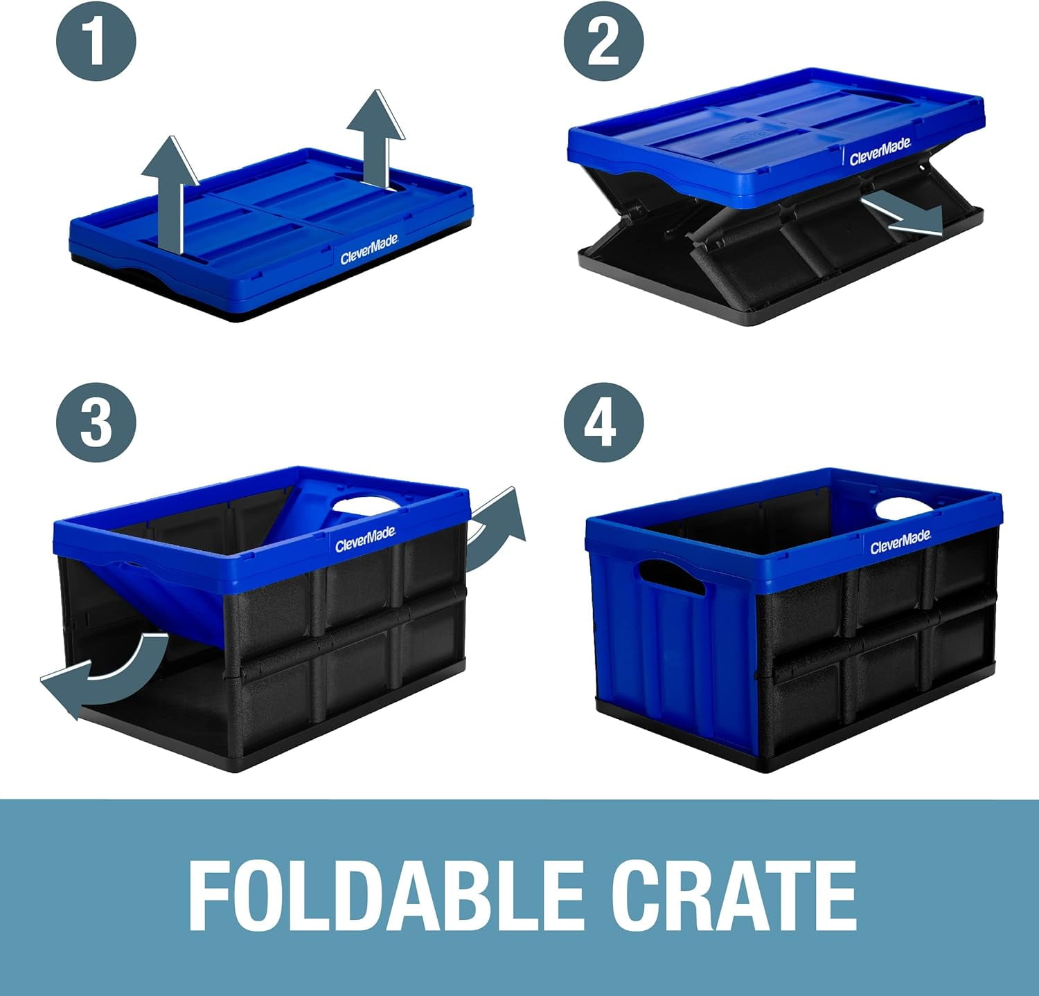 Clever Crates 47.5 qt. Collapsible Storage Box in Royal Blue 8031165-703 -  The Home Depot