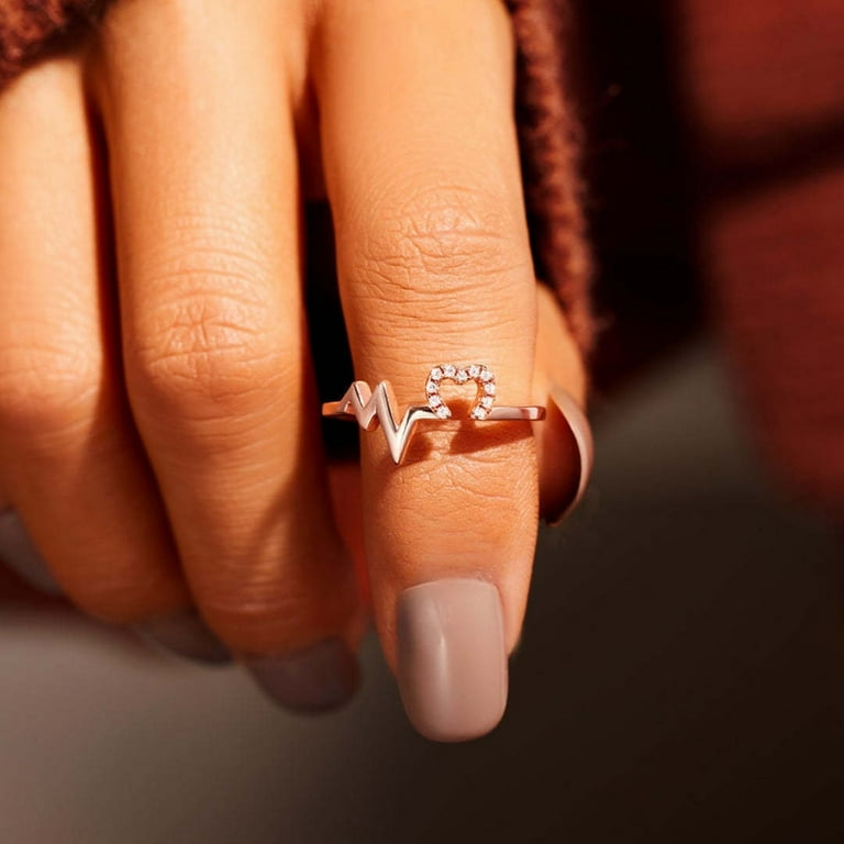 Baocc Accessories The House Heart Ring Graduation Ring for Women 2024 Graduation Gift for Her Personalized Graduation Gift Wave Heartbeat Ring Rings