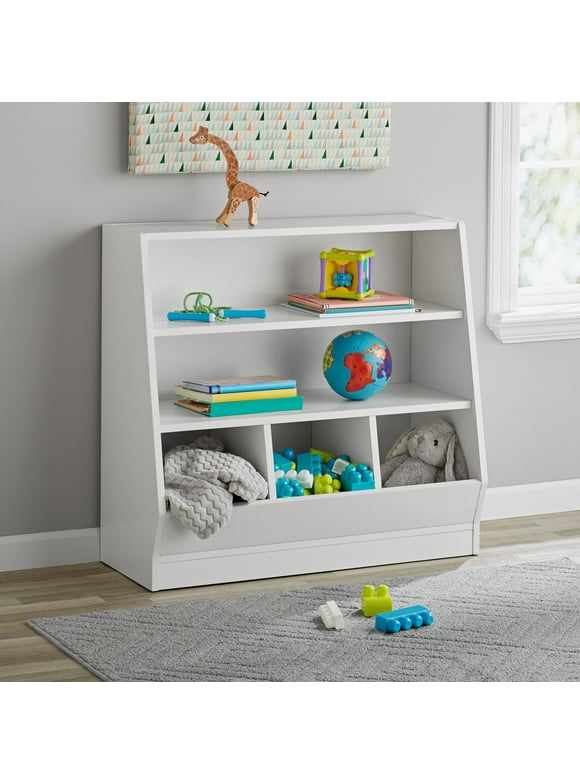 Your Zone Kids Bin Storage and Two Shelf Bookcase, White