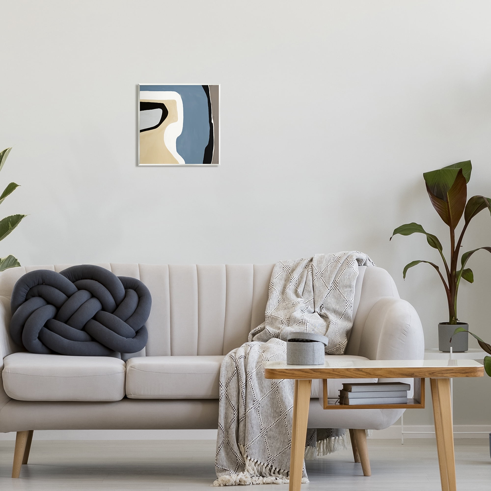 Stupell Industries Blue & Beige Abstraction Abstract Painting Unframed Art Print Wall Art, 12 x 12