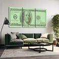 thumbnail image 4 of Hieng Dollar Money Canvas Wall Art Decor Vintage 100 Dollar Bill Motivational Poster Painting for Home Decor and Office Living Room Artwork Unframed, 4 of 6
