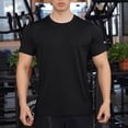 thumbnail image 4 of SKIYLEVZ T Shirts for Men Moisture Wicking Round Neck Short Sleeve Breathable Lightweight Slim Fitted Tops Gym Training Workout Everyday Clothing Black XL, 4 of 5