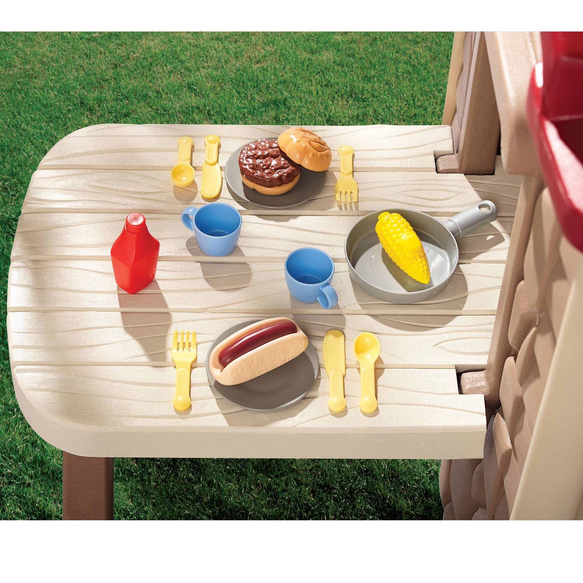 Little Tikes Picnic on the Patio Playhouse with 20 Play Accessories, Working Doorbell, Indoor and Outdoor Backyard Toy, Tan- For Kids Toddlers Boys Girls Ages 2 3 4+ Year Old - image 5 of 5