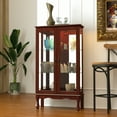 thumbnail image 5 of Miniyam 3 Tier Curio Cabinet Lighted Curio Diapaly Cabinet with Adjustable Shelves and Mirrored Back Panel,Cherry, 5 of 14
