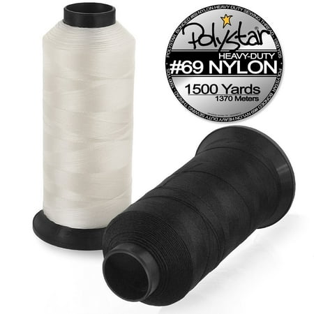Heavy Duty Sewing Thread - Polystar Heavy-Duty #69 Bonded Nylon Sewing Thread - 1500 Yard Spool - Black