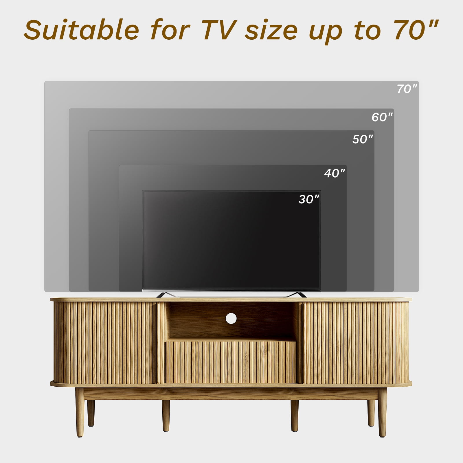 FURNIWAY Modern TV Stand with Storage, Entertainment Center up to 70 Inches