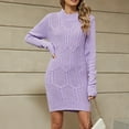 thumbnail image 4 of DHFJKG Sweater Dress For Women Knit Jacquard Slim Fit Crewneck Long Sleeve Sweaters Mini Dress With Pearl Appliques Winter Solid Color Versatile Dresses, 4 of 9
