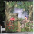 thumbnail image 4 of Ambesonne Mushroom Shower Curtain, Butterflies, 69"Wx70"L, Tan Green Red, 4 of 5