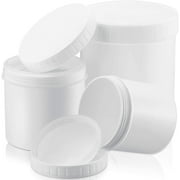 3 Sizes Wide-Mouth High Density Polyethylene (HDPE/LDPE) White Plastic Containers 33 oz/ 17 oz/ 10 oz with Pressurized Screw Lid Hot or Cold Freezable Food Storage Jars Ice Cream Tubs