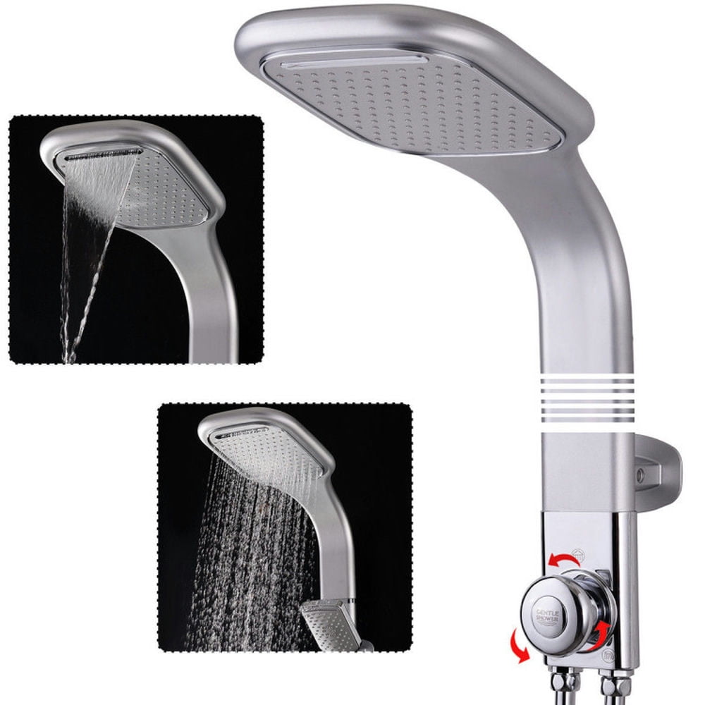 Finihen Shower Panel, Shower Panel Tower System, 44 Inch Aluminium Alloy Panel Rainfall Shower Column with Hand Shower, Silver Finihen Shower Panel, Shower Panel Tower System, 44 Inch Aluminium Alloy Panel Rainfall Shower Column with Hand Shower, Silver