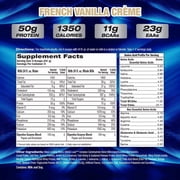 MHP Up Your Mass L 1350 Mass Gainer – 50g Protein, 1350 Calories, 11g BCAAs – French Vanilla Creme, 6 lb, 8 Servings