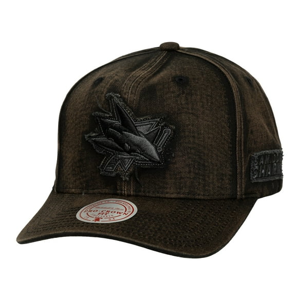 Men's Mitchell & Ness Black San Jose Sharks Downtown Snow Wash Pro-Crown Adjustable Hat