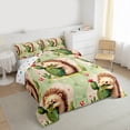 thumbnail image 3 of Homewish Kids Children Cute Hedgehog Bedding Comforter Set 2pcs,Kawaii Animal Twin Comforter Sets Microfiber,Green Floral Cactus Breathable Bedding Set,Microfiber Bedroom Decor,Reversible, 3 of 8