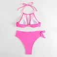 thumbnail image 6 of Womens Swimsuits Solid Color Hollow Out Halter Sexy Bra And High Waisted Panty Set Two Piece Tankinis Set Swimwears Bathing Suits,Pink,L, 6 of 6