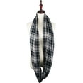 thumbnail image 3 of VIVIAN & VINCENT Soft Light Weight Plaid Check Tartan Sheer Infinity Scarf with 2 Sides Black, 3 of 5