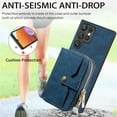 thumbnail image 3 of SaniMore for Samsung Galaxy S23 Ultra (6.8" 2023) Case,Wear-resistant PU Leather Skin + Zipper Purse Card Slots Removeable Crossbody Lanyard Stand Shell Shockproof Anti-scratch Drop-resistant, Blue, 3 of 10